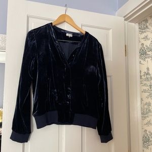 Ecru Velvet Bomber Jacket